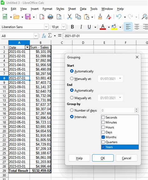 How do I convert monthly data to yearly in Excel?