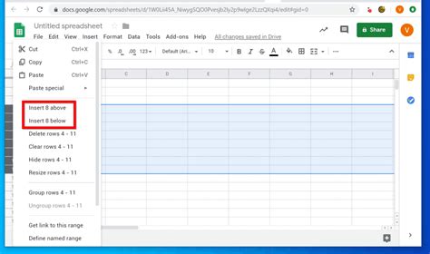 How do I copy and insert rows in Google Sheets?