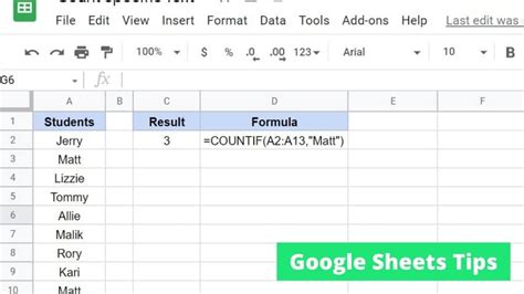 How do I count specific cells in Google Sheets?