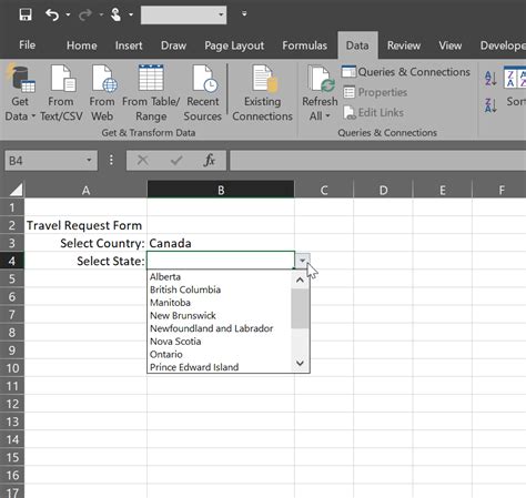 How do I create a drop down filter in Excel?