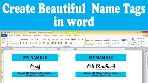 How do I create a name tag in Word?