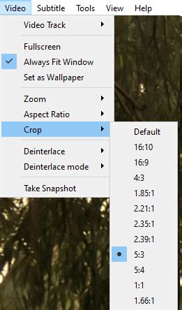 How do I crop Aspect Ratio in VLC?