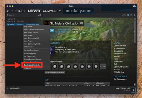 How do I delete all traces from a game on Steam?