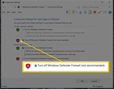How do I disable firewall managed by administrator?
