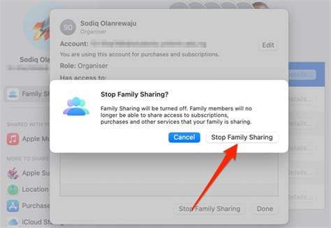 How do I disband family sharing?