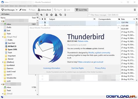 How do I download Thunderbird emails?