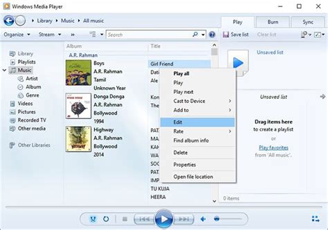 How do I edit audio in Windows Media Player?