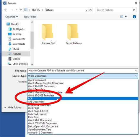 How do I enable PDF converter in Word?