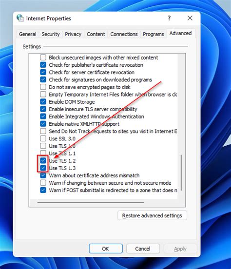 How do I enable TLS 1.2 and TLS 1.3 on Windows 10?