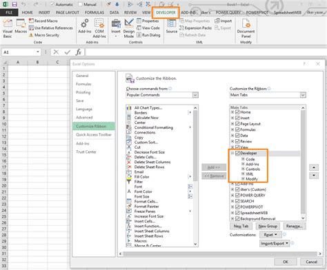 How do I enable advanced tab in Excel?