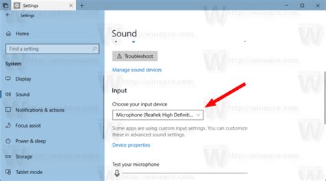 How do I enable audio input device in Windows 10?