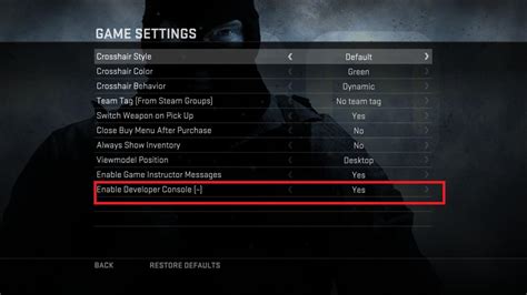 How do I enable console in games?