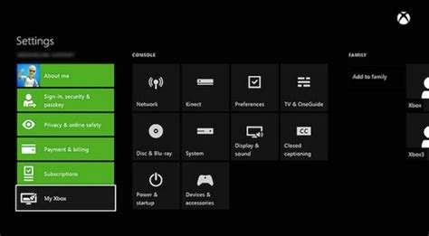 How do I enable family sharing on Xbox One?