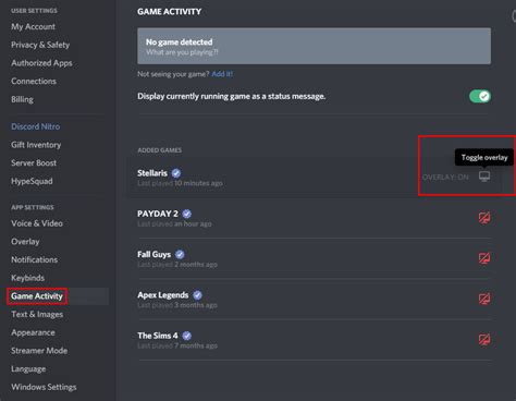 How do I enable game overlay in Discord?