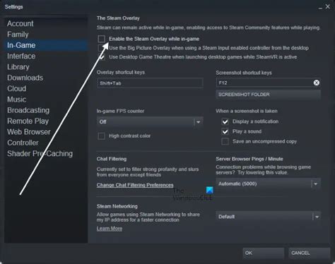 How do I enable game overlay on Steam?