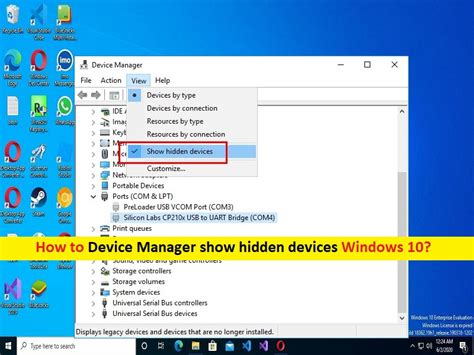 How do I enable hidden devices in Device Manager?