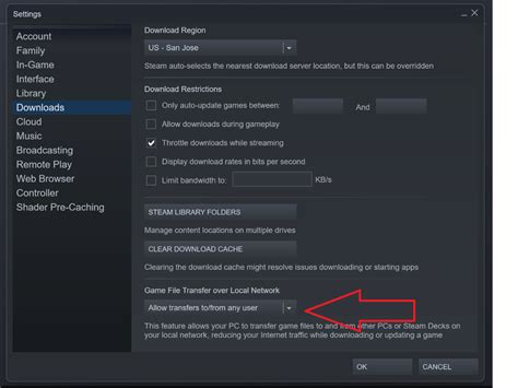 How do I enable local transfer on Steam?