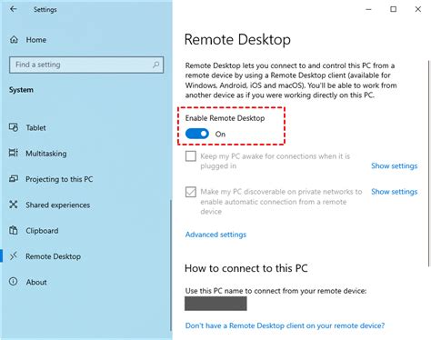 How do I enable remote on Windows?