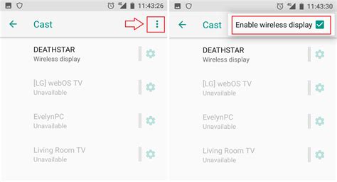 How do I enable wireless display on my Android?