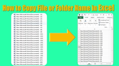 How do I export filenames from a folder to Excel?