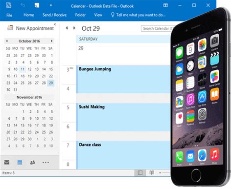 How do I export my iPhone calendar to Outlook?