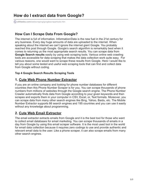 How do I extract data from Google extractor?