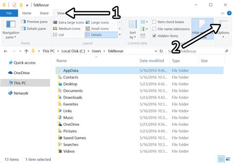 How do I find large hidden files in Windows 10?