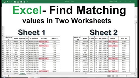 How do I find the matching values in two worksheets in Excel?