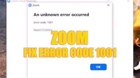 How do I fix error code 1001 zoom?