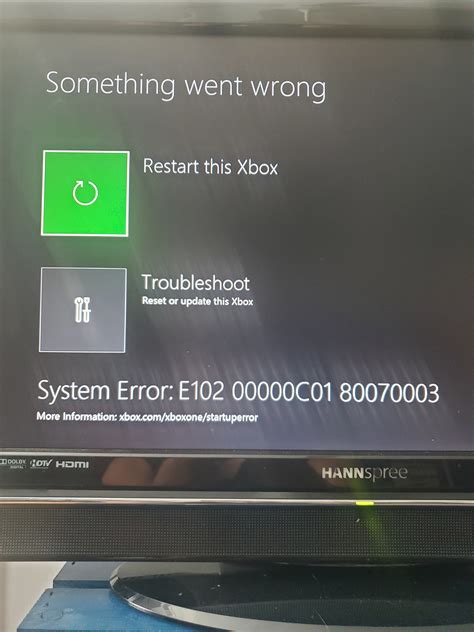 How do I fix error code E102 00000c01 80070003 on Xbox One?