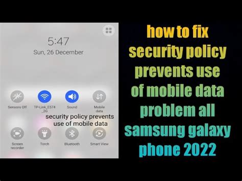 How do I fix security policy prevents using mobile data?
