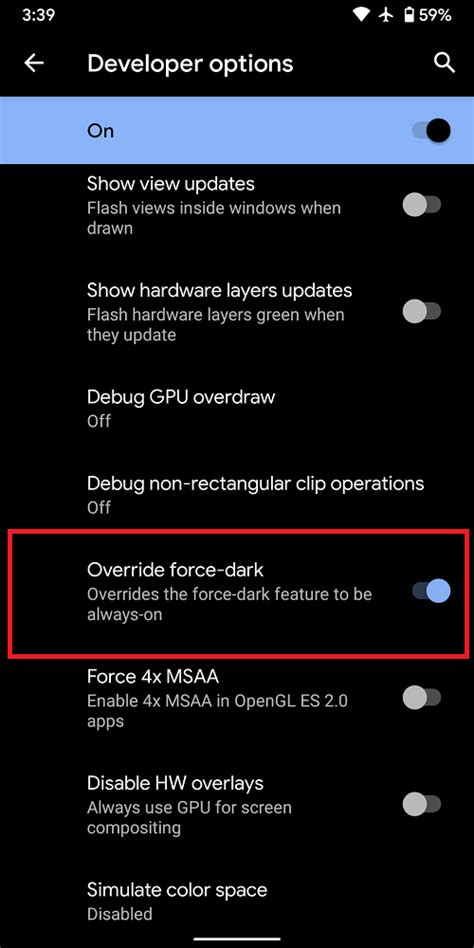 How do I force dark mode settings?