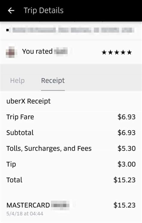 How do I get a tip receipt from Uber?