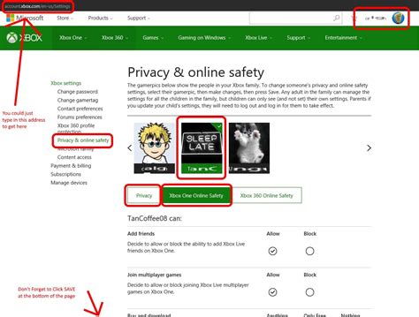 How do I get privacy and online safety on Xbox com?