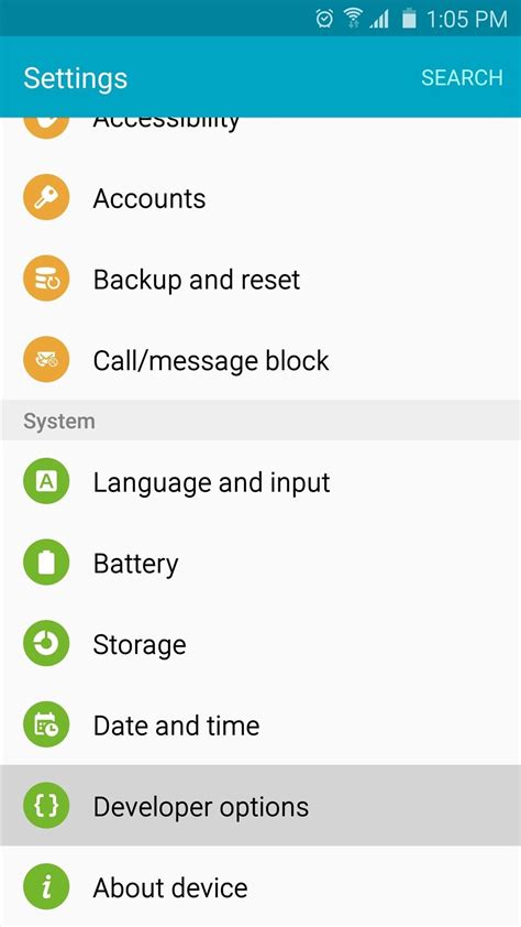 How do I get to developer options on Android?