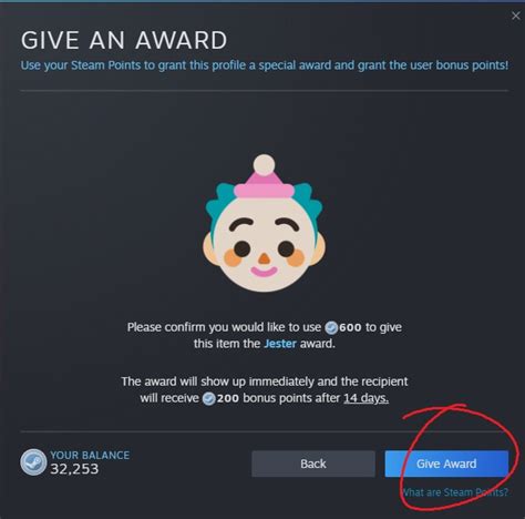 How do I give a friend an award on Steam?