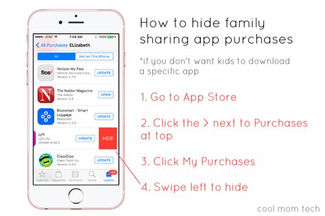 How do I hide apps from Family Sharing?
