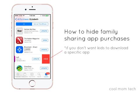 How do I hide apps on Family Sharing?
