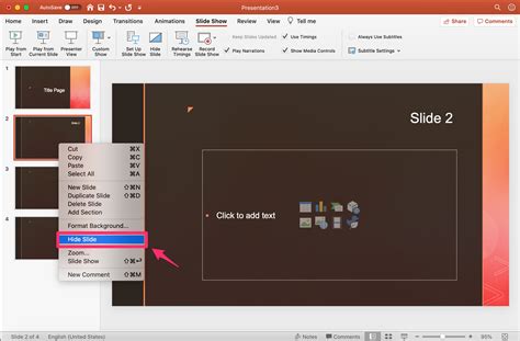 How do I hide presenter view in slides?