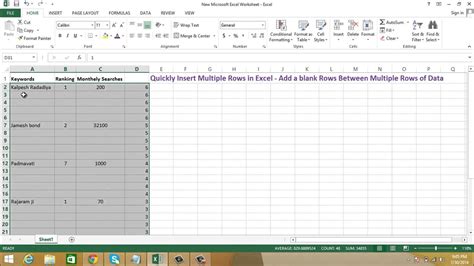 How do I insert 5000 rows in Excel?