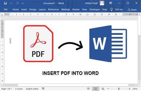 How do I insert a PDF into a Word document page by page?