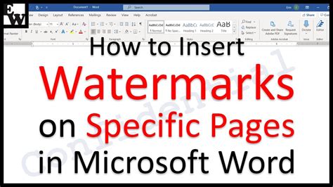 How do I insert a watermark on certain pages in Word?