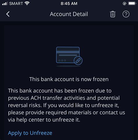 How do I know if my account is frozen?