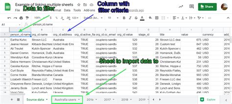 How do I link data from one spreadsheet to another?