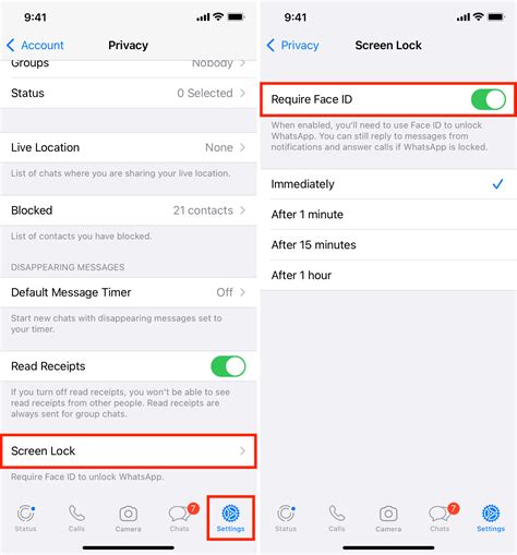 How do I lock my WhatsApp on my iPhone?