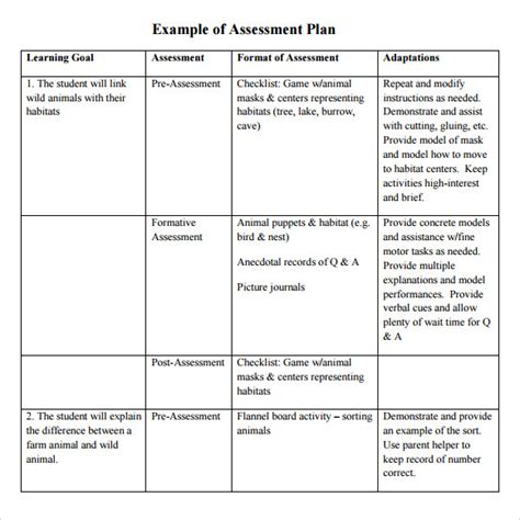 How do I make an assessment plan?