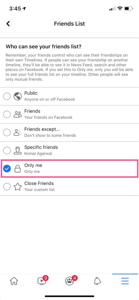How do I make my Facebook friends list private?
