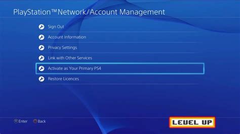 How do I make one account primary on PS4?