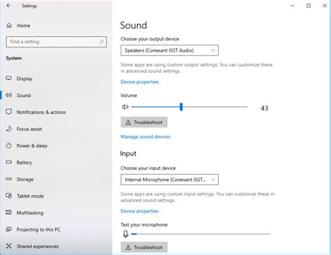 How do I manage Sound settings in Windows 10?