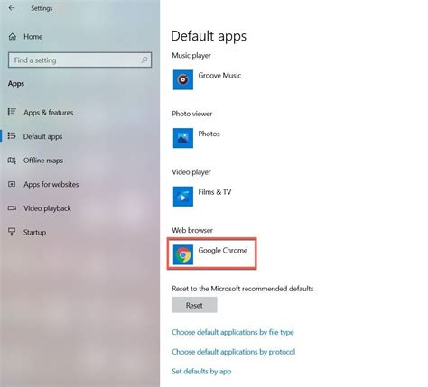 How do I manually change my default browser in Windows 10?